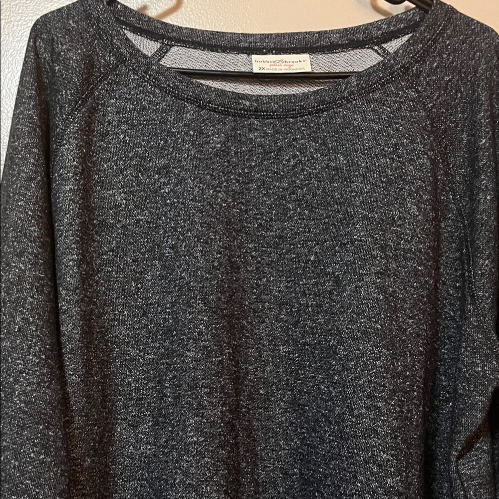 Bobbie Brooks Black and Silver Metallic Knit Top